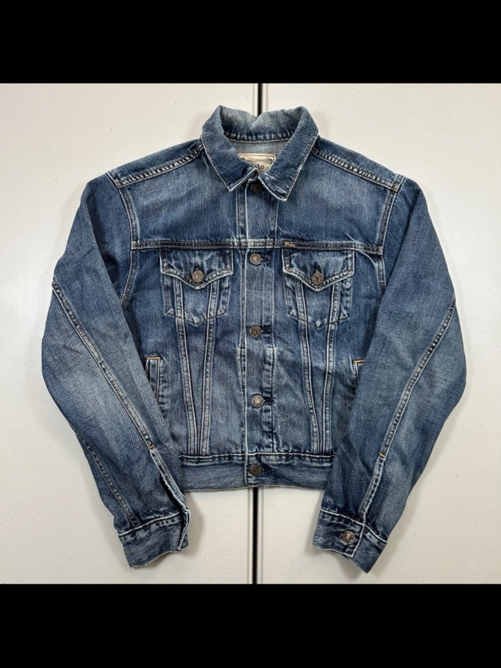 Polo Ralph Lauren Women's Denim Trucker Jacket Size XS Blue Faded Distressed